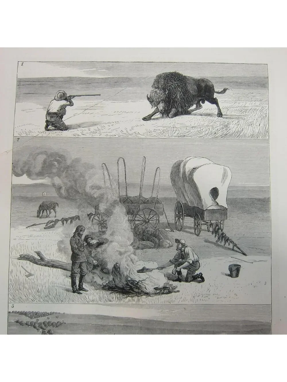 Antique 1877 Print A Days Still Hunting After North American Buffalo The Graphic